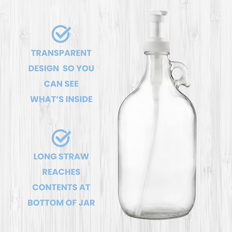 kitchentoolz Half Gallon Glass Laundry Detergent Dispenser- Large Jug with Pump for Liquid Laundry Soap Dispenser, Fabric Softener, Syrup Pump - 64 oz - Made in USA - Image 3